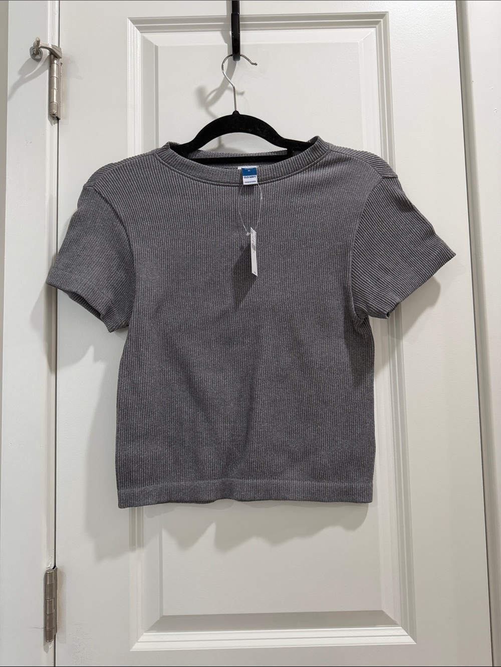 Old Navy Gray Ribbed Crewneck Crop Top